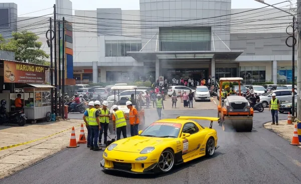 Jasa aspal hotmix Bekasi - Pengaspalan halaman mall