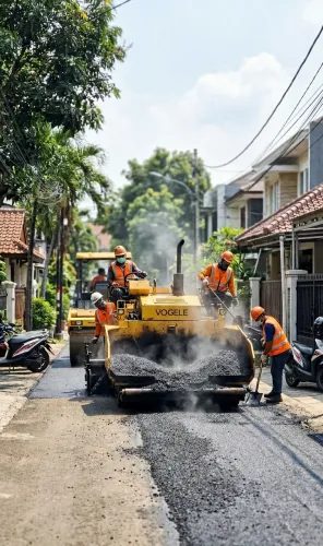 proses pengaspalan di perumahan jakarta selatan oleh Rumah Aspal